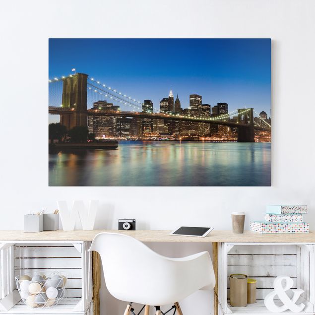 Canvas schilderijen Brooklyn Bridge In New York
