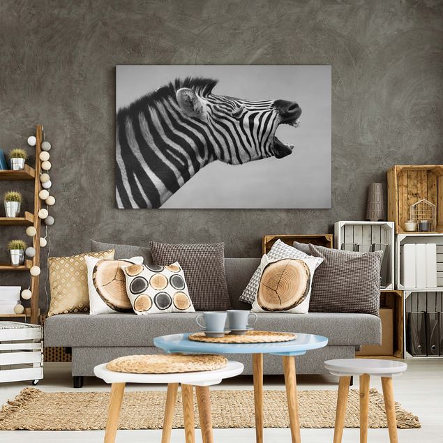 Canvas schilderijen Roaring Zebra ll