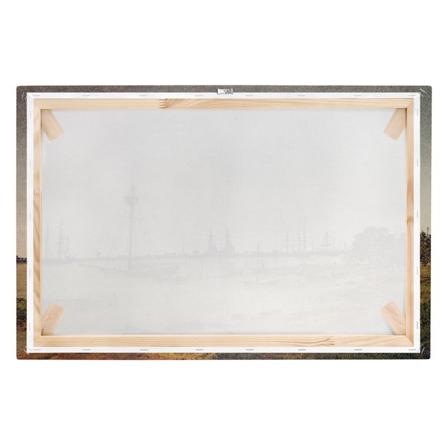 Canvas schilderijen Caspar David Friedrich - Harbor at Moonlight