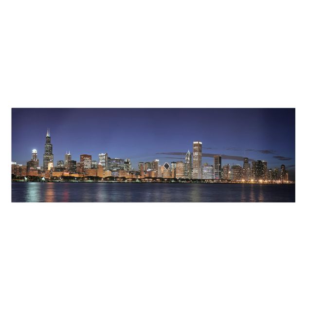 Canvas schilderijen Chicago Skyline At Night