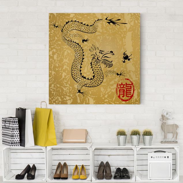 Canvas schilderijen Chinese Dragon