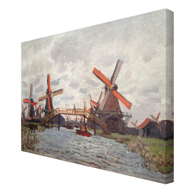 Canvas schilderijen Claude Monet - Windmills in Westzijderveld near Zaandam