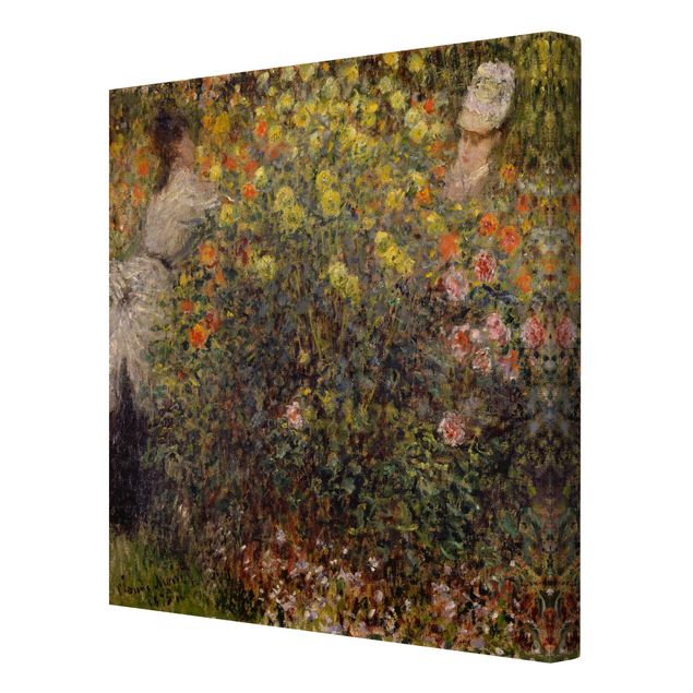 Canvas schilderijen Claude Monet - Two Ladies in the Flower Garden