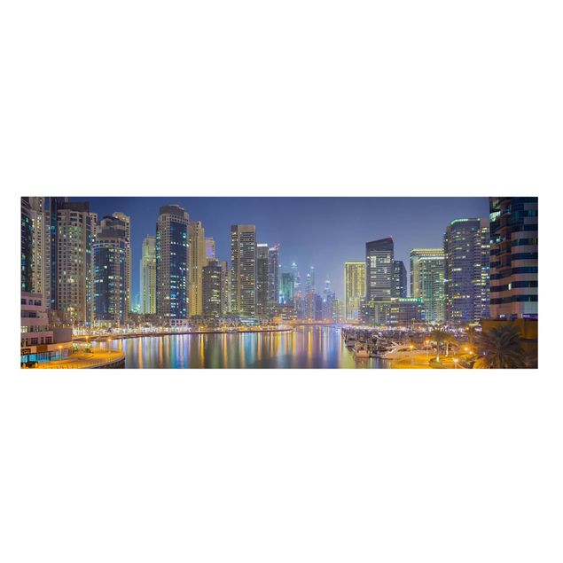 Canvas schilderijen Dubai Night Skyline