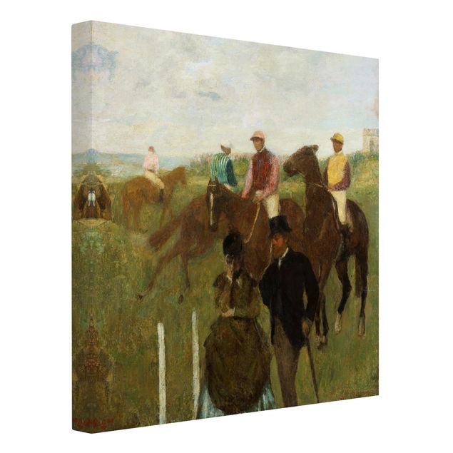 Canvas schilderijen Edgar Degas - Jockeys On Race Track