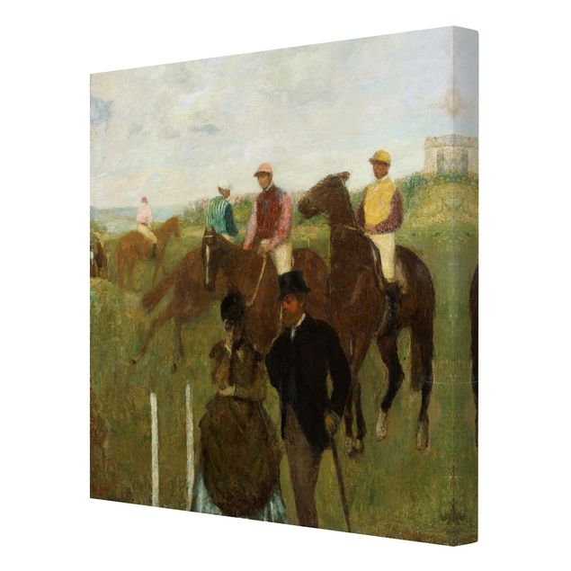 Canvas schilderijen Edgar Degas - Jockeys On Race Track