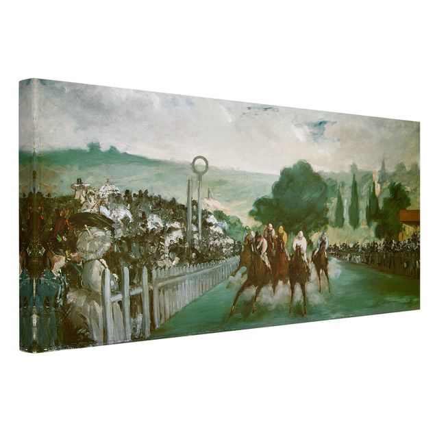 Canvas schilderijen Edouard Manet - Races At Longchamp