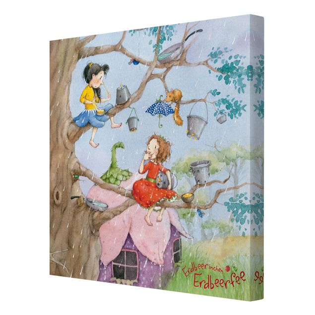 Canvas schilderijen Little Strawberry Strawberry Fairy - It's Raining
