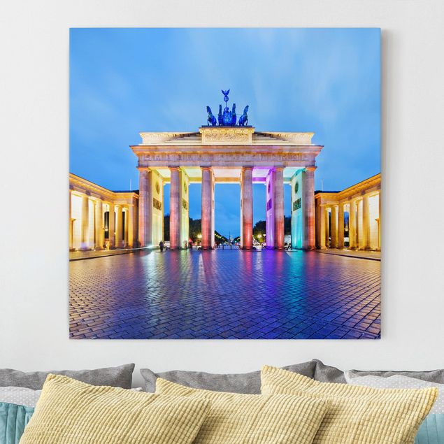 Canvas schilderijen Illuminated Brandenburg Gate