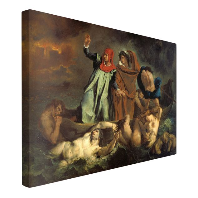 Canvas schilderijen Eugène Delacroix - The Barque of Dante (Dante and Virgil in Hell)