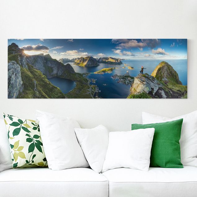 Canvas schilderijen Fjord View In Reinebringen