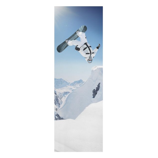 Canvas schilderijen Flying Snowboarder