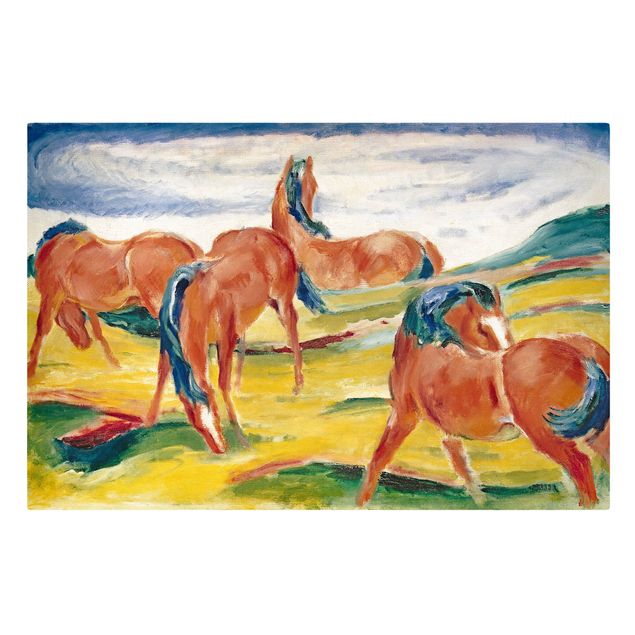 Canvas schilderijen Franz Marc - Grazing Horses