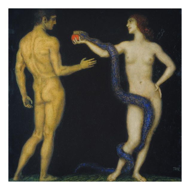 Canvas schilderijen Franz von Stuck - Adam and Eve