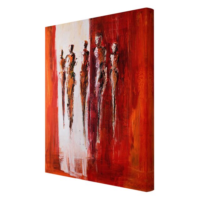 Canvas schilderijen Five Figures In Red 01
