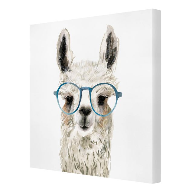 Canvas schilderijen Hip Lama With Glasses III