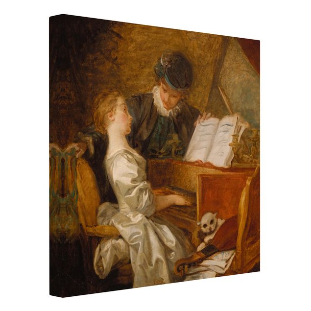 Canvas schilderijen Jean Honoré Fragonard - The Piano Lesson