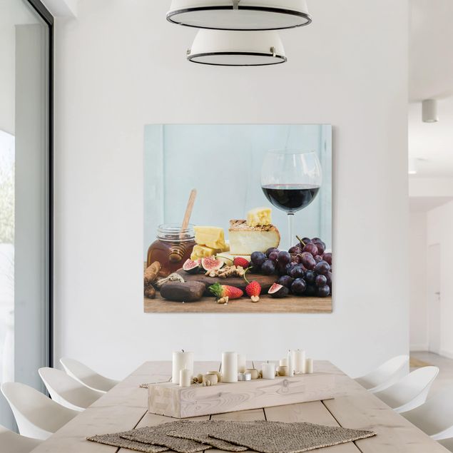 Canvas schilderijen Cheese And Wine