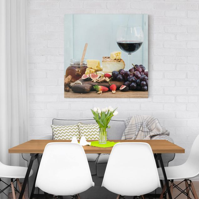 Canvas schilderijen Cheese And Wine
