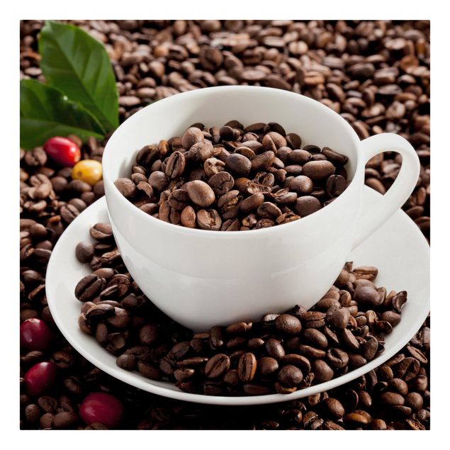 Canvas schilderijen Coffee Cup With Roasted Coffee Beans