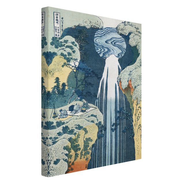Canvas schilderijen Katsushika Hokusai - The Waterfall of Amida behind the Kiso Road