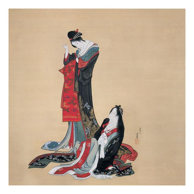 Canvas schilderijen Katsushika Hokusai - Two Courtesans