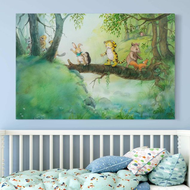 Canvas schilderijen Little Tiger - Tree Bridge