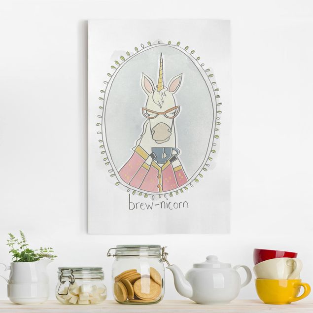 Canvas schilderijen Caffeinated Unicorn