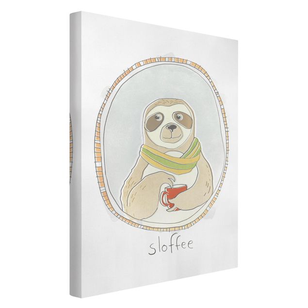Canvas schilderijen Caffeinated Sloth