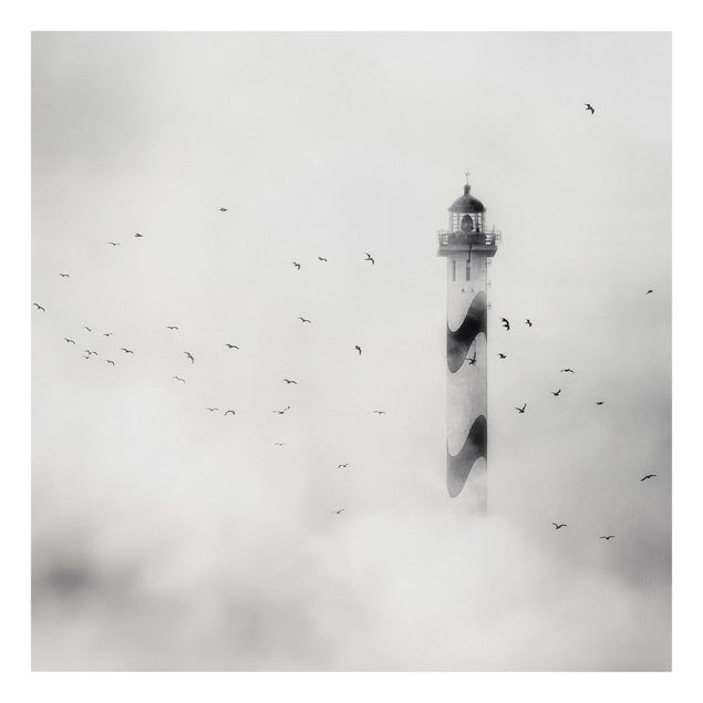Canvas schilderijen Lighthouse In The Fog