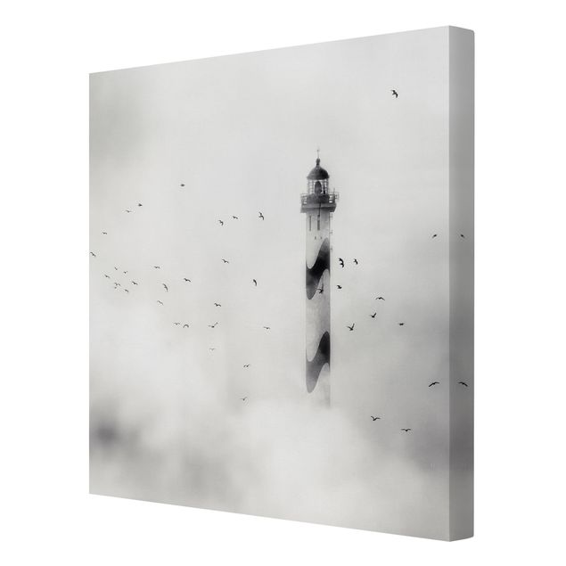 Canvas schilderijen Lighthouse In The Fog