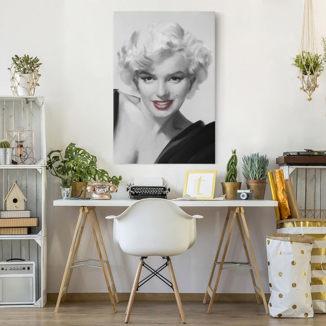 Canvas schilderijen Marilyn On Sofa