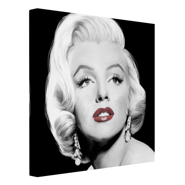 Canvas schilderijen Marilyn With Earrings