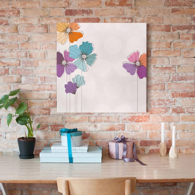 Canvas schilderijen Poppies In Pastel