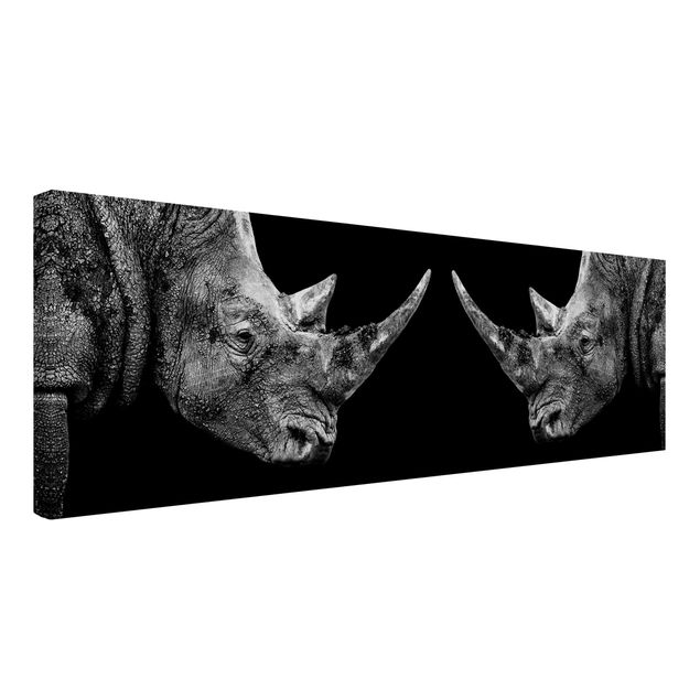 Canvas schilderijen Rhino Duel