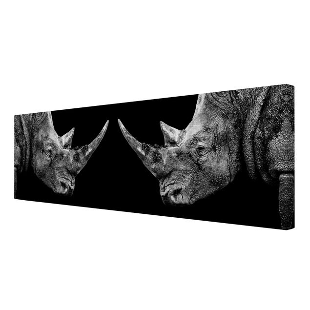 Canvas schilderijen Rhino Duel