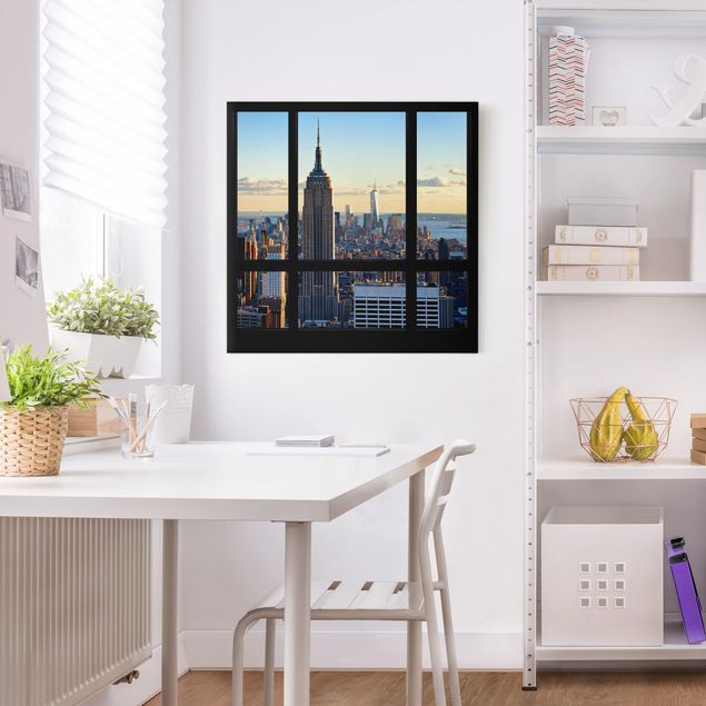 Canvas schilderijen New York Window View Of The Empire State Building