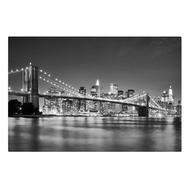 Canvas schilderijen Nighttime Manhattan Bridge II