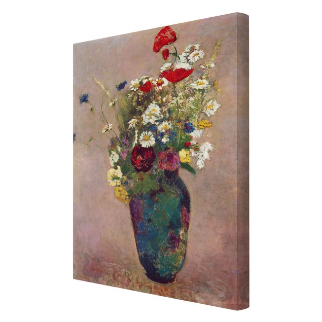 Canvas schilderijen Odilon Redon - Flower Vase with Poppies