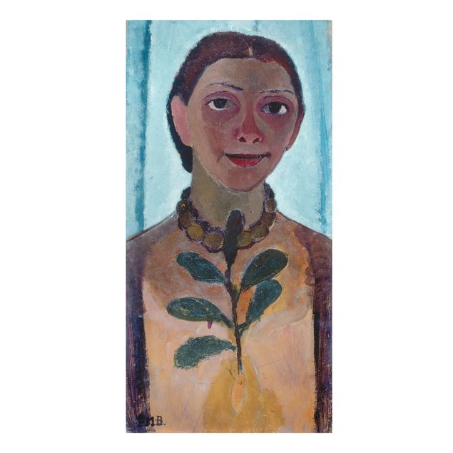 Canvas schilderijen Paula Modersohn-Becker - Self-Portrait With Camellia Twig