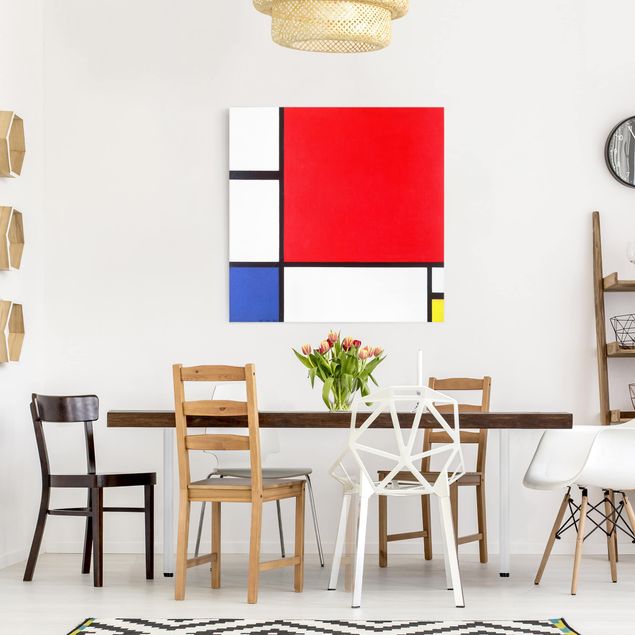 Canvas schilderijen Piet Mondrian - Composition With Red Blue Yellow