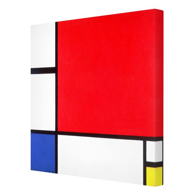 Canvas schilderijen Piet Mondrian - Composition With Red Blue Yellow