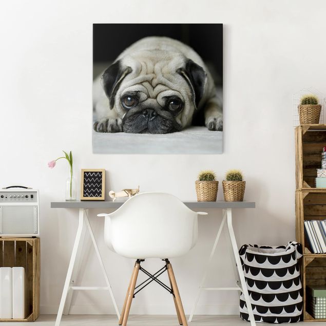 Canvas schilderijen Pug Loves You