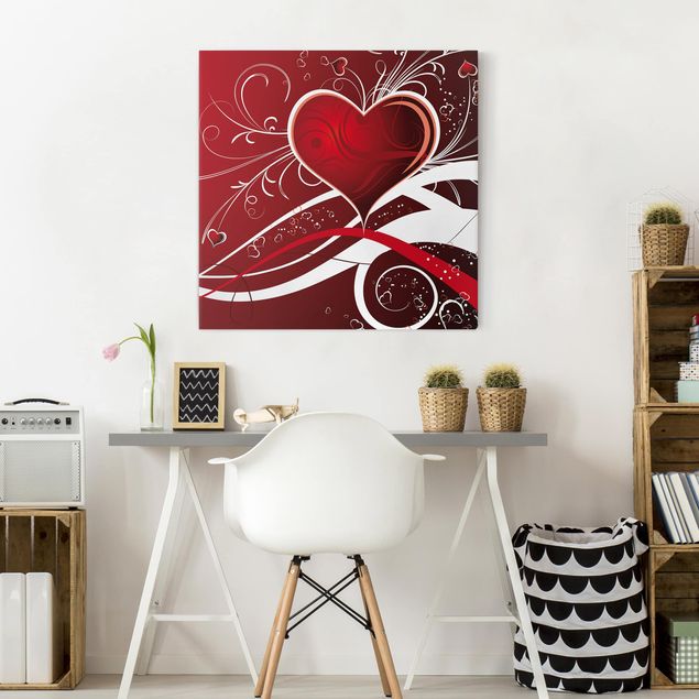 Canvas schilderijen Red Hearts