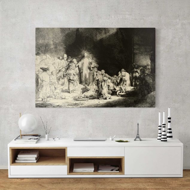 Canvas schilderijen Rembrandt van Rijn - Christ healing the Sick. The Hundred Guilder