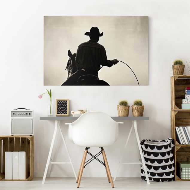 Canvas schilderijen Riding Cowboy