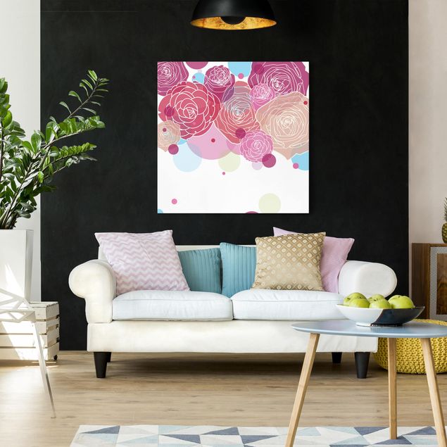 Canvas schilderijen Roses And Bubbles