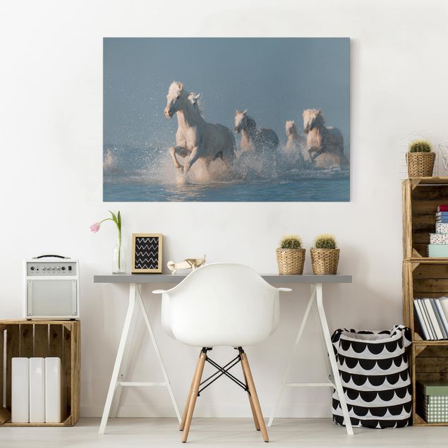 Canvas schilderijen Herd Of White Horses
