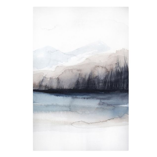 Canvas schilderijen Lakeside With Mountains I