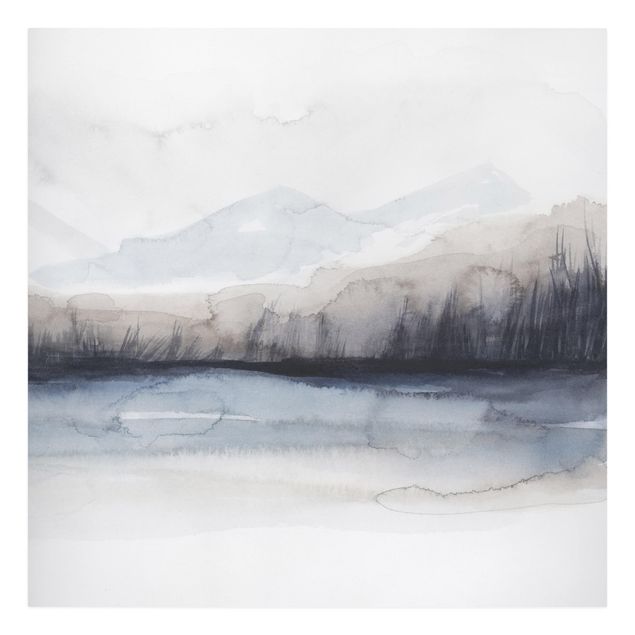 Canvas schilderijen Lakeside With Mountains I